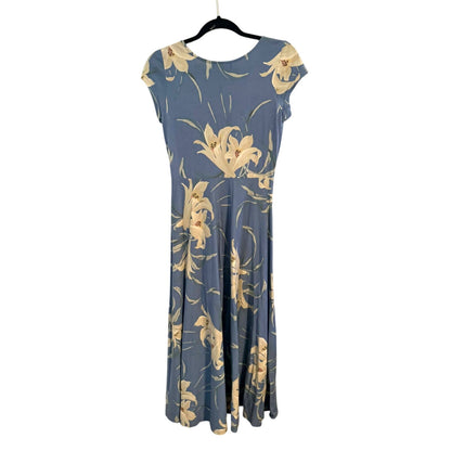 Chaps Blue Floral Maxi Dress S 100% Cotton
