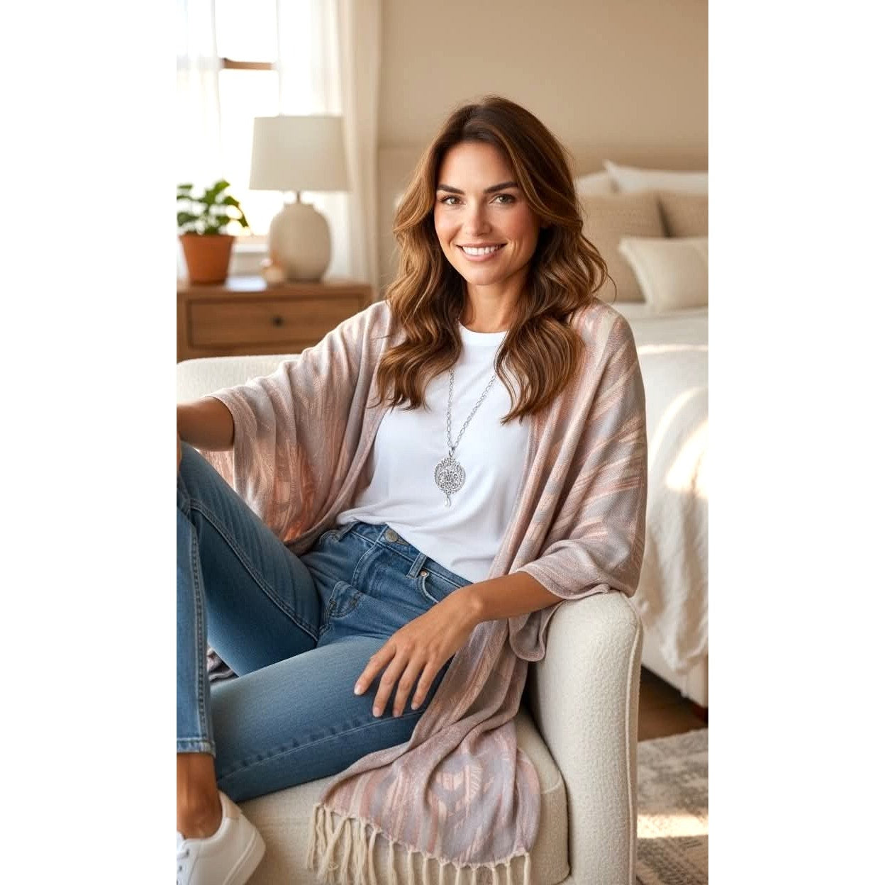 Soft Surroundings Tassel Boho Kimono Duster – XL Neutral Wrap Cardigan