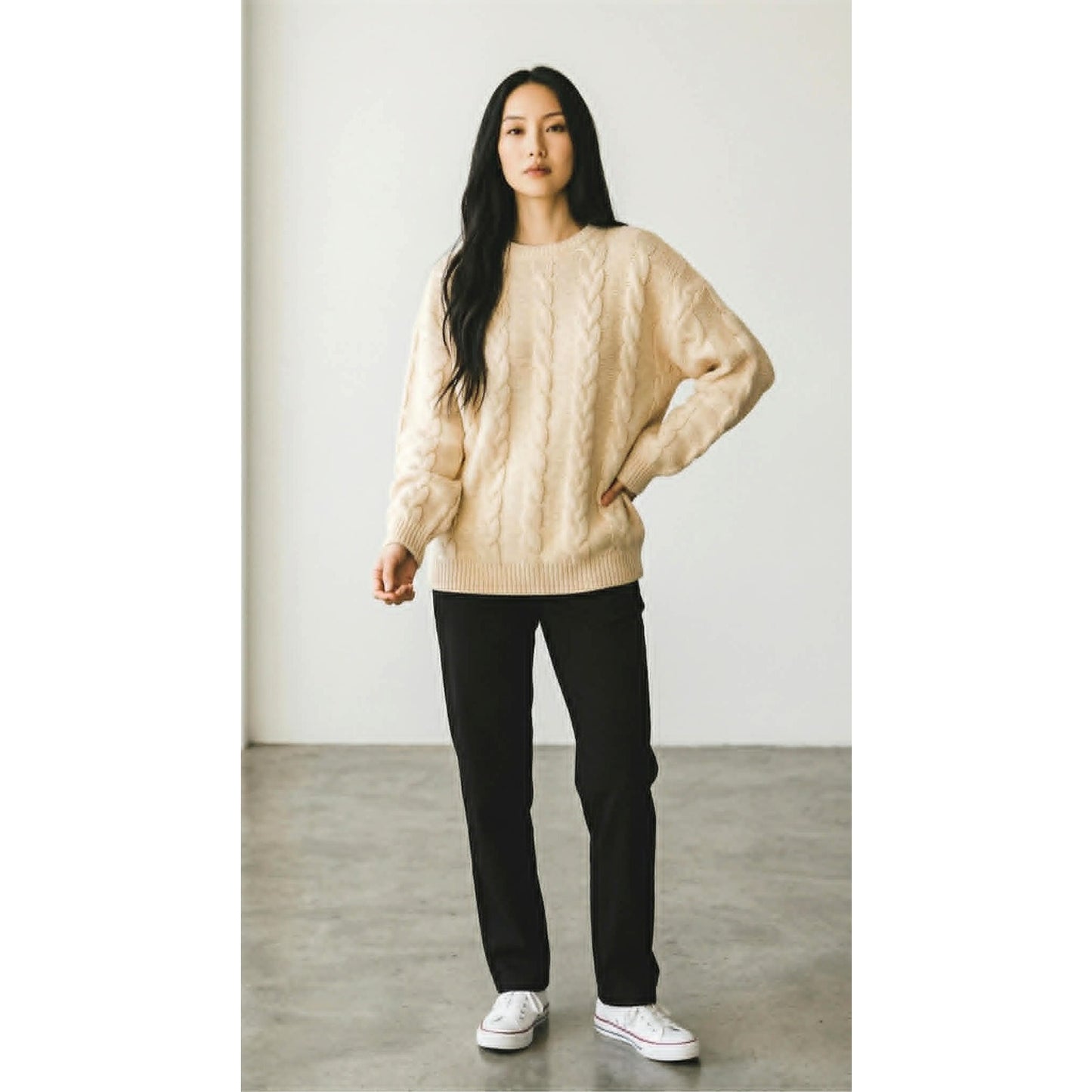Vintage Benetton Shetland Wool Cable Knit Sweater