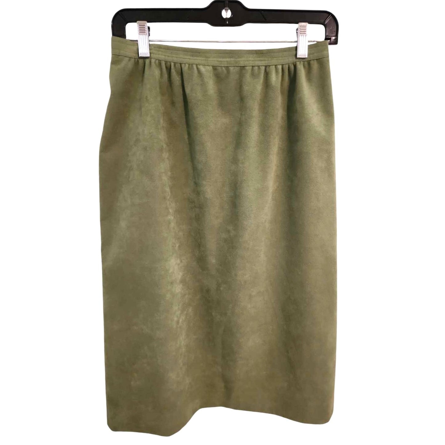 ONLY ONE!!! Vintage 1970s Moss Green Brushed Suede James Chen Skirt Suit Set ~ Size Small