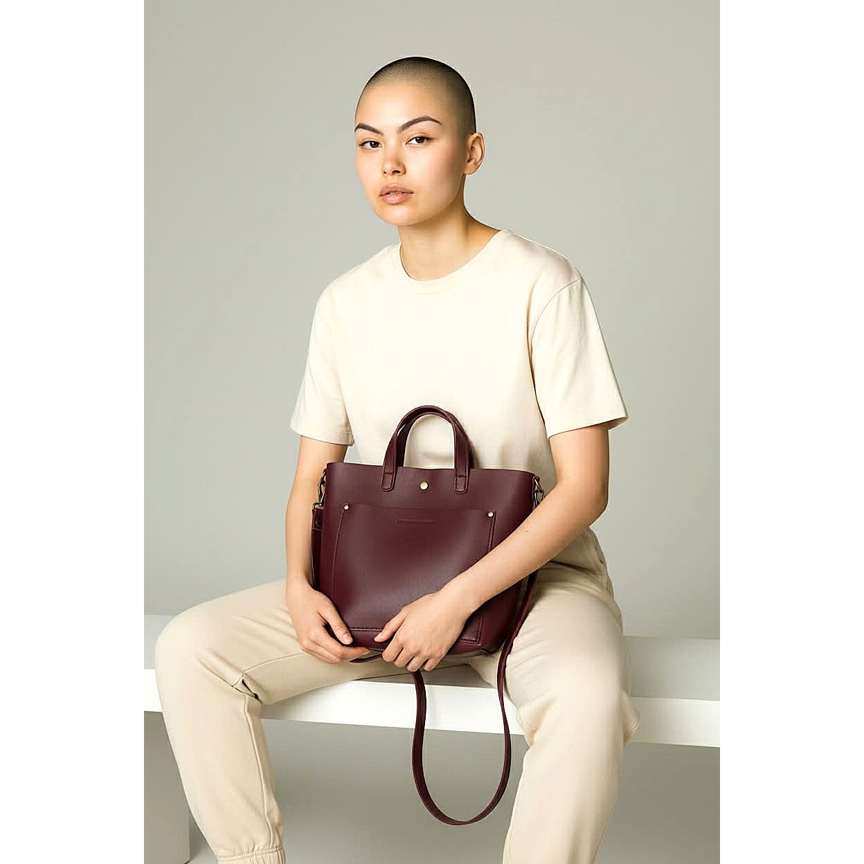 ONLY ONE!!! Portland Leather Goods Mini Tote Crossbody in Deep Red