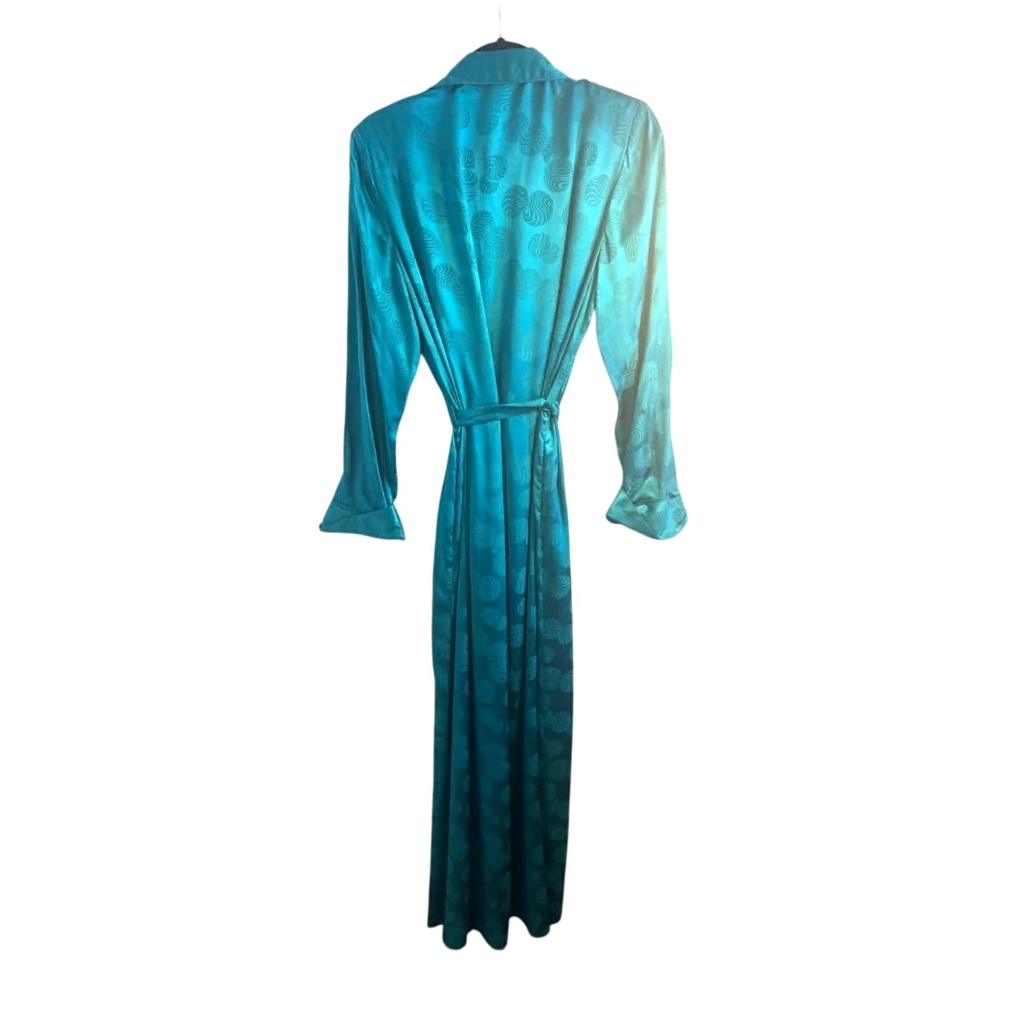 Vintage Galadriel 100% Pure Silk Teal Robe with Belt & Pockets NWT