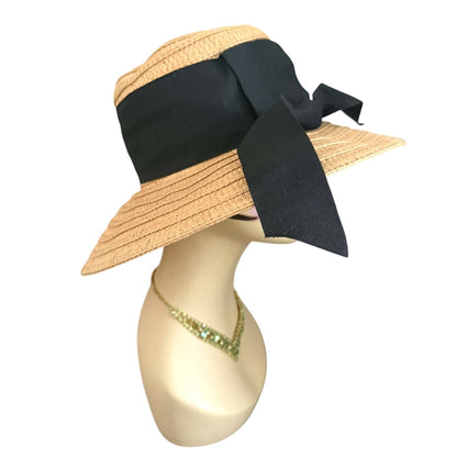 Four Buttons Straw Sun Hat Wide Brim