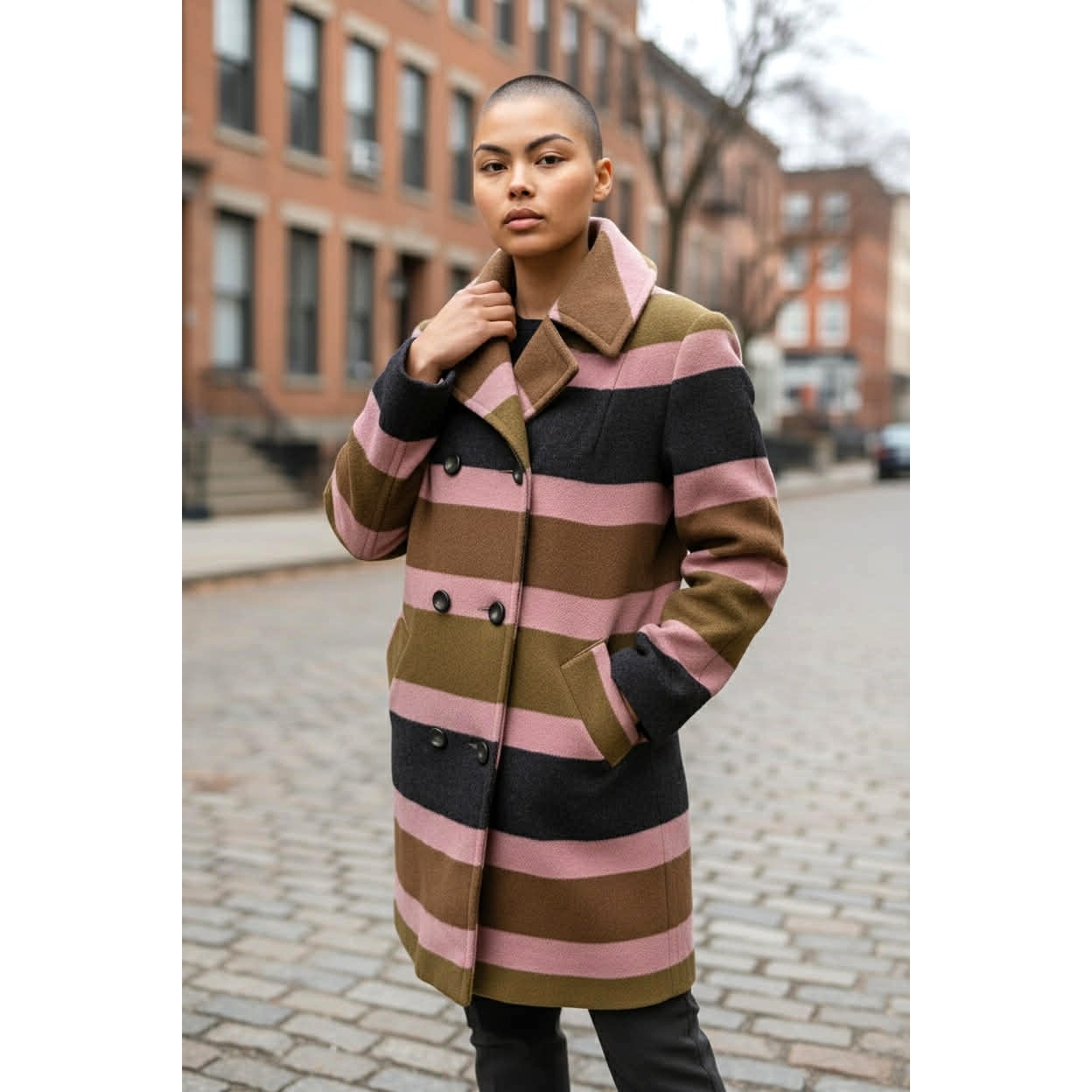 Vintage Betty Rose Striped Wool Coat | Mod 60s–70s Statement