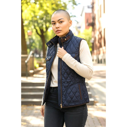 Banana Republic Navy Quilted Zip Front Vest – Medium