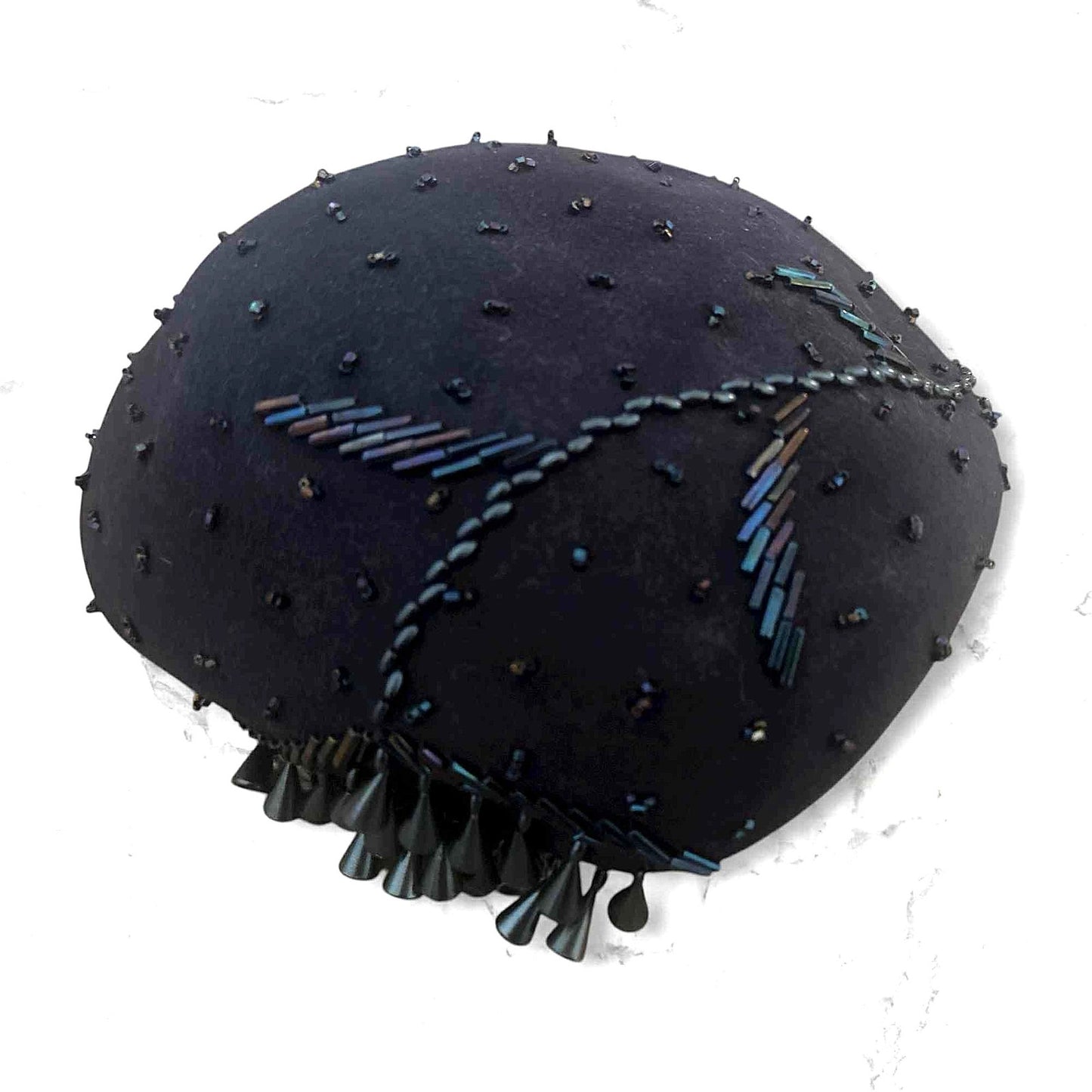 ONLY ONE!!! Vintage 1950s Navy Beaded Cocktail Half Hat – Jami Exclusive