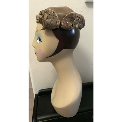 Vintage Italian Beaded Cocktail Hat by Lou Johnson