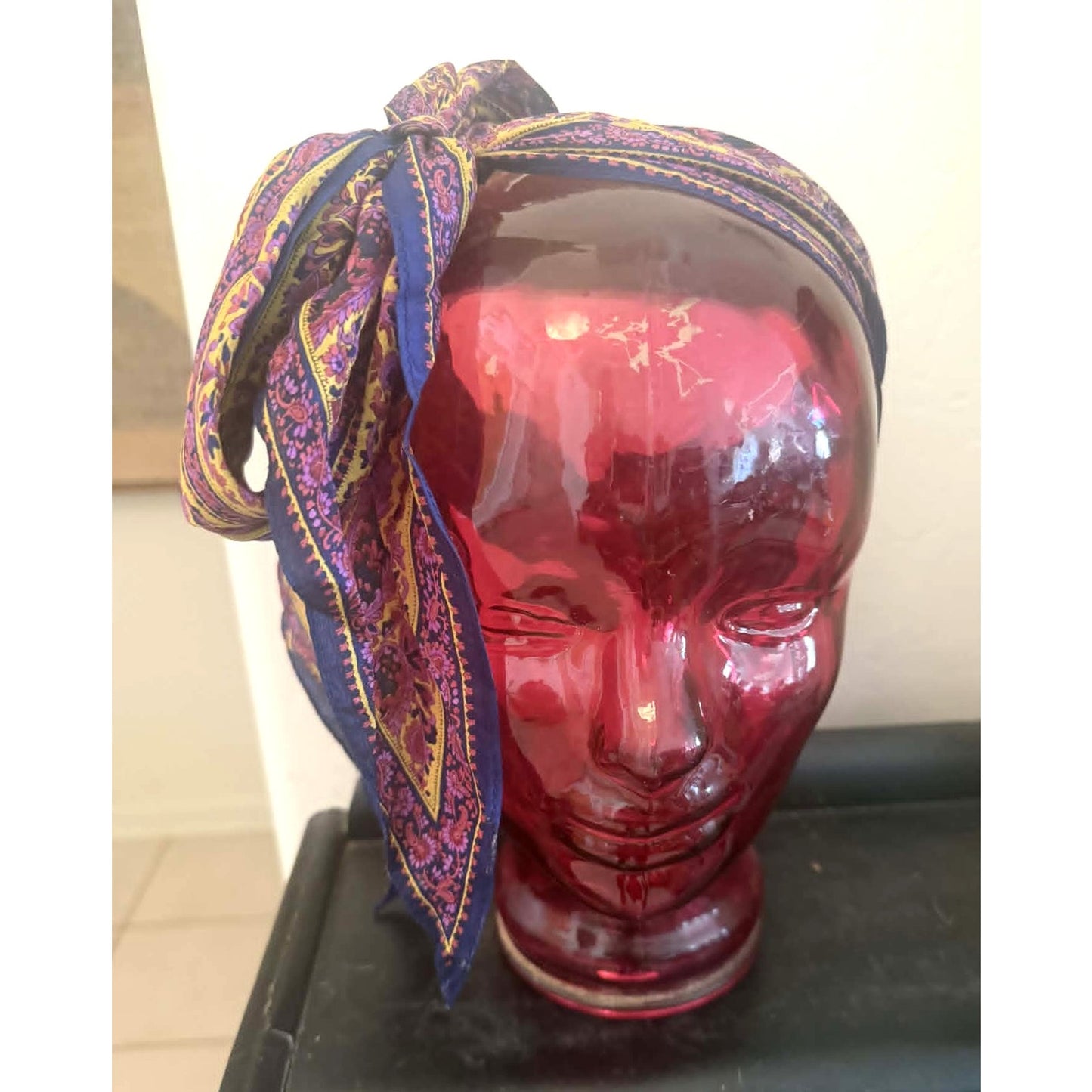Vintage Cranberry Red Pink Glass Mannequin Head