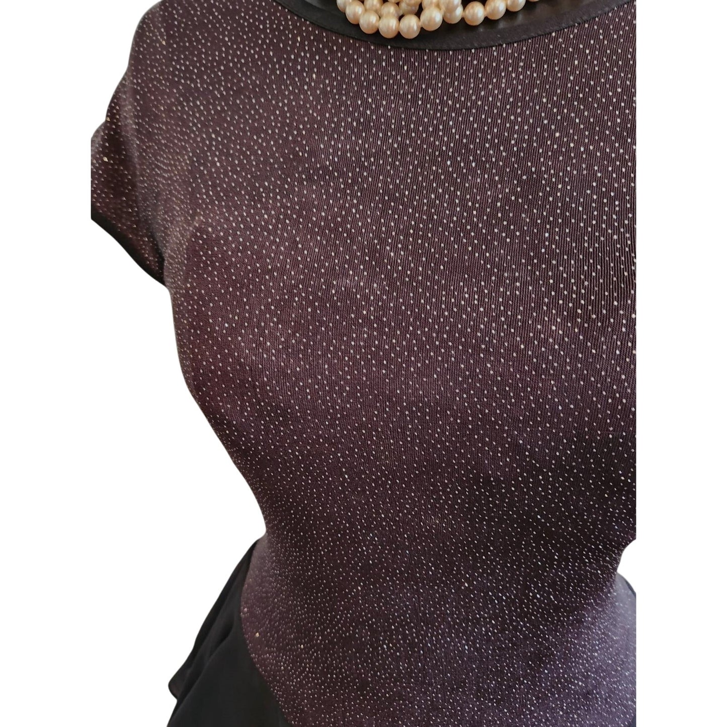 ONLY ONE!!! Vintage Late Edition Black Silver Sparkle Stretchy Dress ~ Ruffle Skirt Size 8