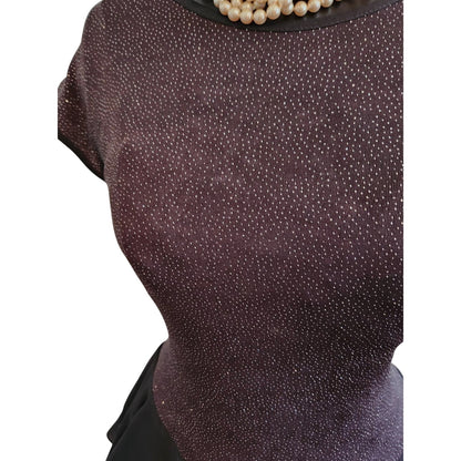 ONLY ONE!!! Vintage Late Edition Black Silver Sparkle Stretchy Dress ~ Ruffle Skirt Size 8