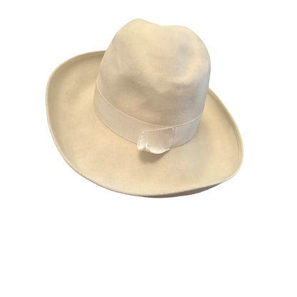 ONLY ONE!!! Vintage Ted Lapidus Paris Cream Wool Felt Wide Brim Hat France