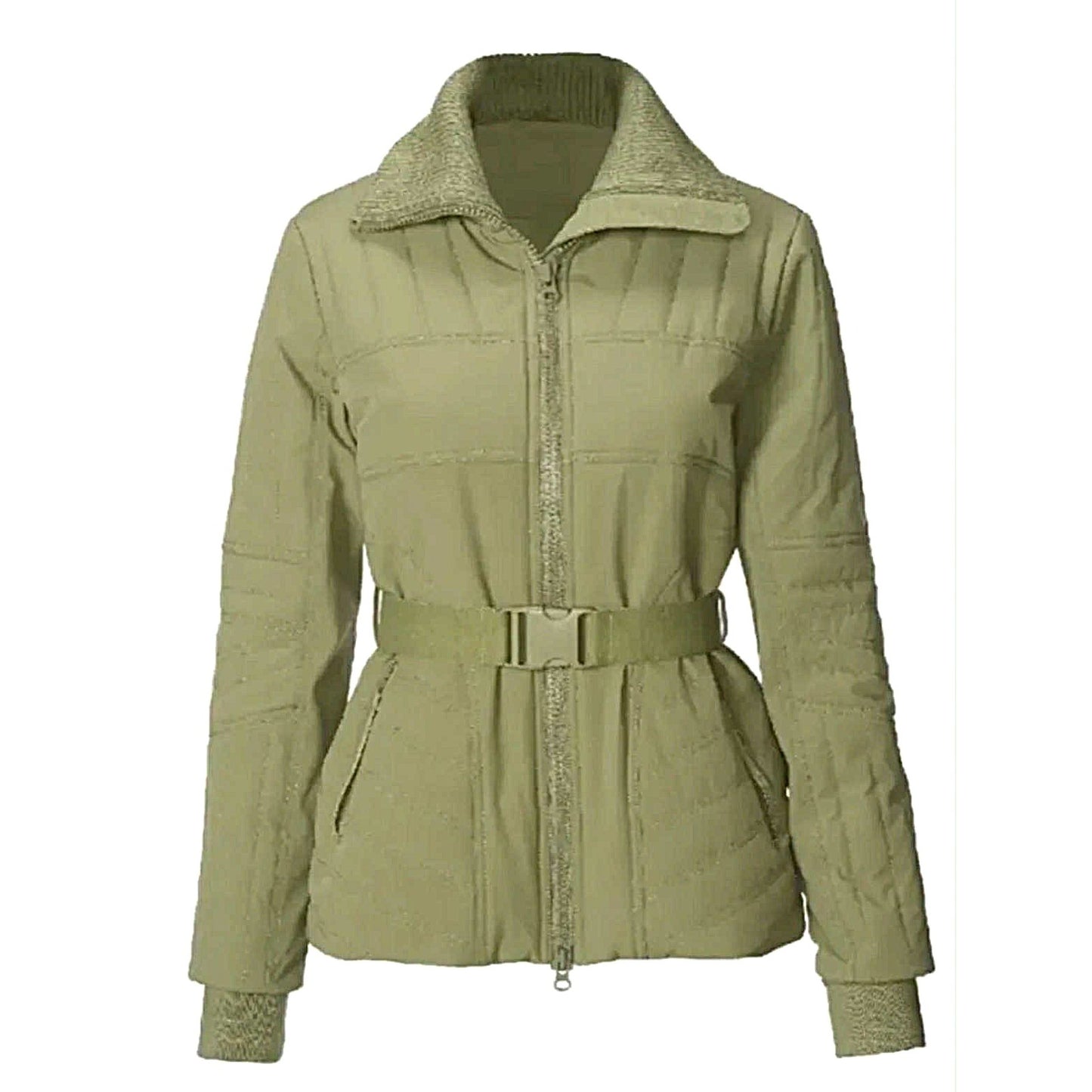 cabi Lift Belted Puffer Jacket | Sage Green | Curated Classic