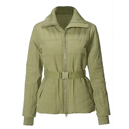 cabi Lift Belted Puffer Jacket | Sage Green | Curated Classic