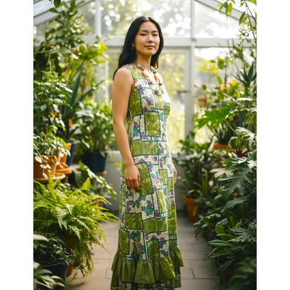 Vintage 1970s Hawaiian Maxi Dress ~ Size M