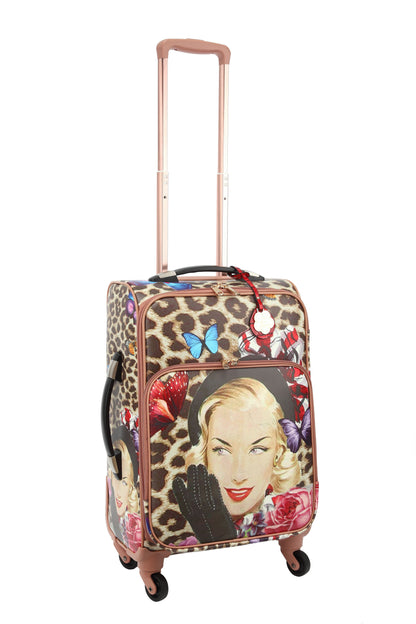 Leopard Vintage Carry-On Spinner Luggage – Retro Hollywood Glam