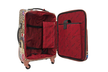 Leopard Vintage Carry-On Spinner Luggage – Retro Hollywood Glam