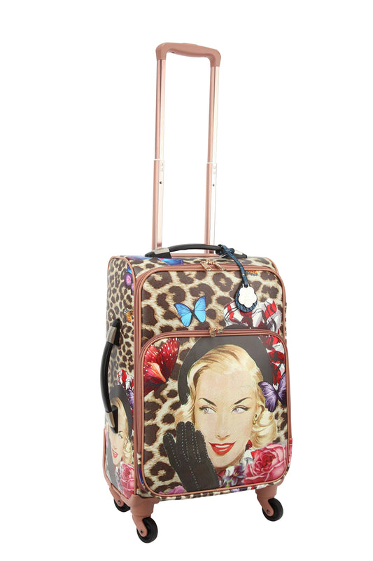 Leopard Vintage Carry-On Spinner Luggage – Retro Hollywood Glam