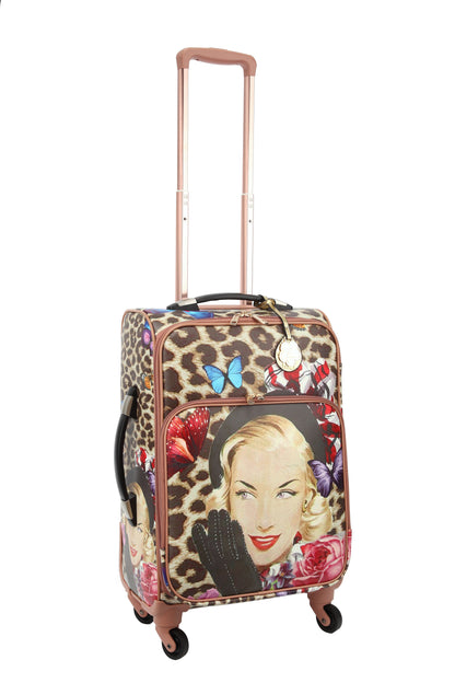 Leopard Vintage Carry-On Spinner Luggage – Retro Hollywood Glam