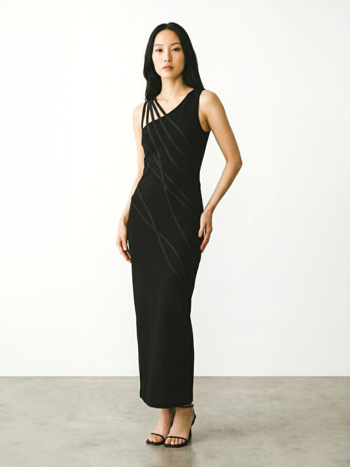 Vintage 1990s Tadashi Black Evening Dress S-XS