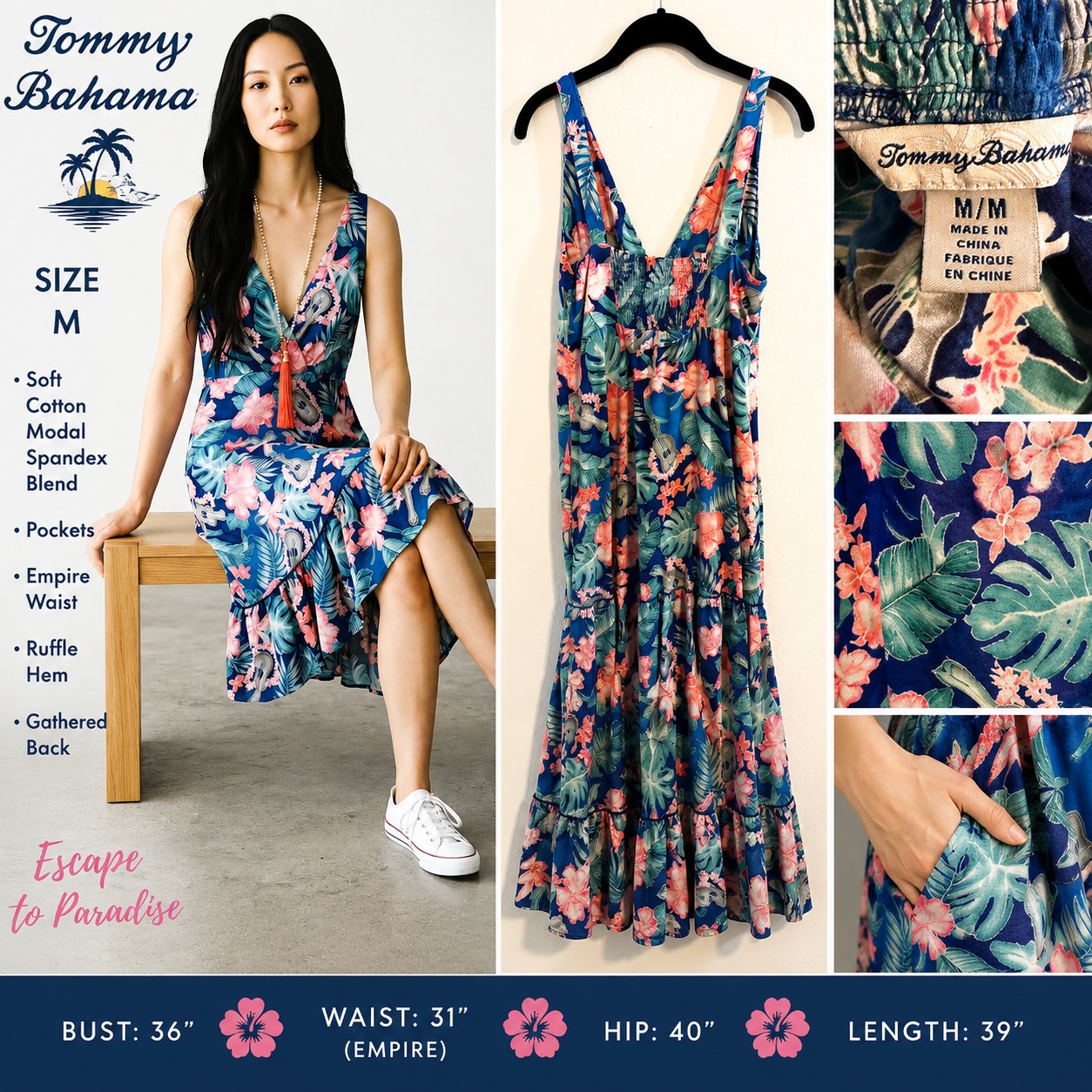 Tommy Bahama Tropical Floral Dress M