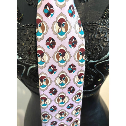 ONLY ONE!!! Emilio Pucci Firenze Lavender Ornate Colorful Silk Tie