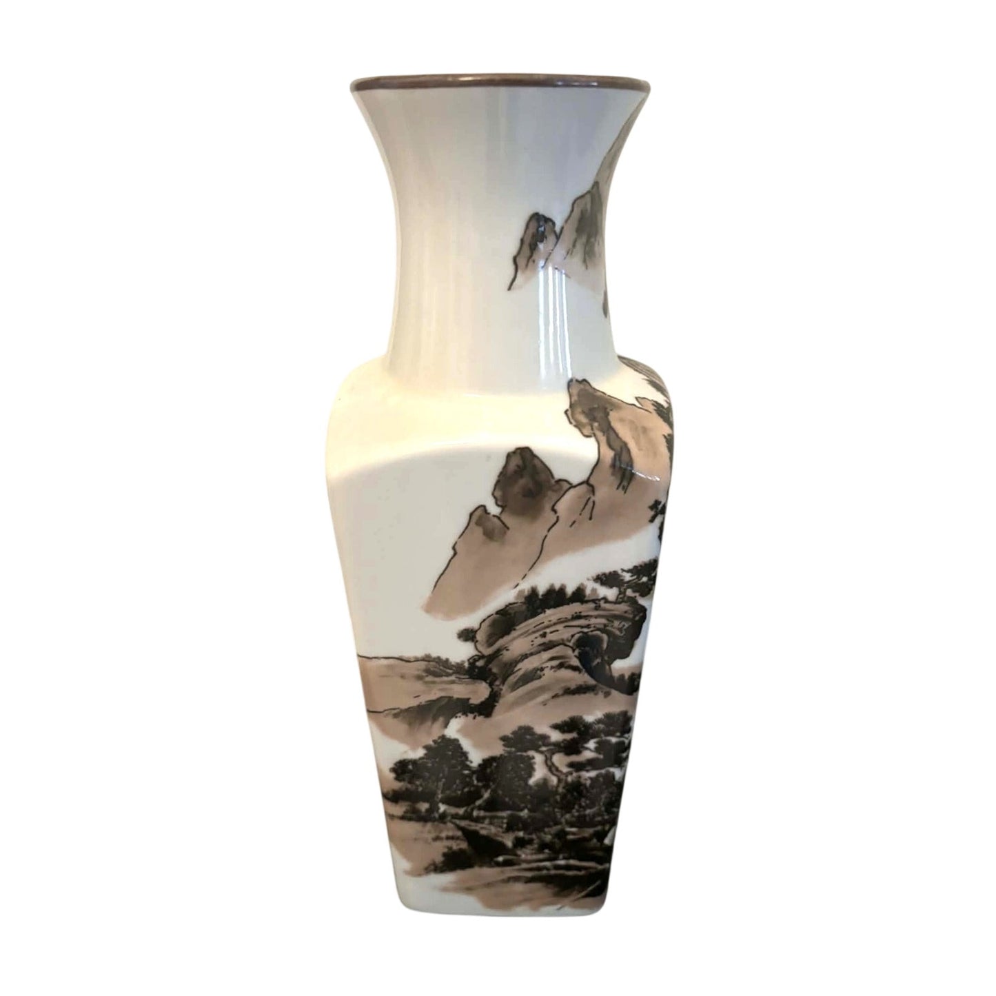 Vintage Japanese Scenic Landscape Ceramic Vase