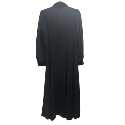 Vintage Laura Ashley Black Wool Velvet Trim Dress / Duster | UK Made