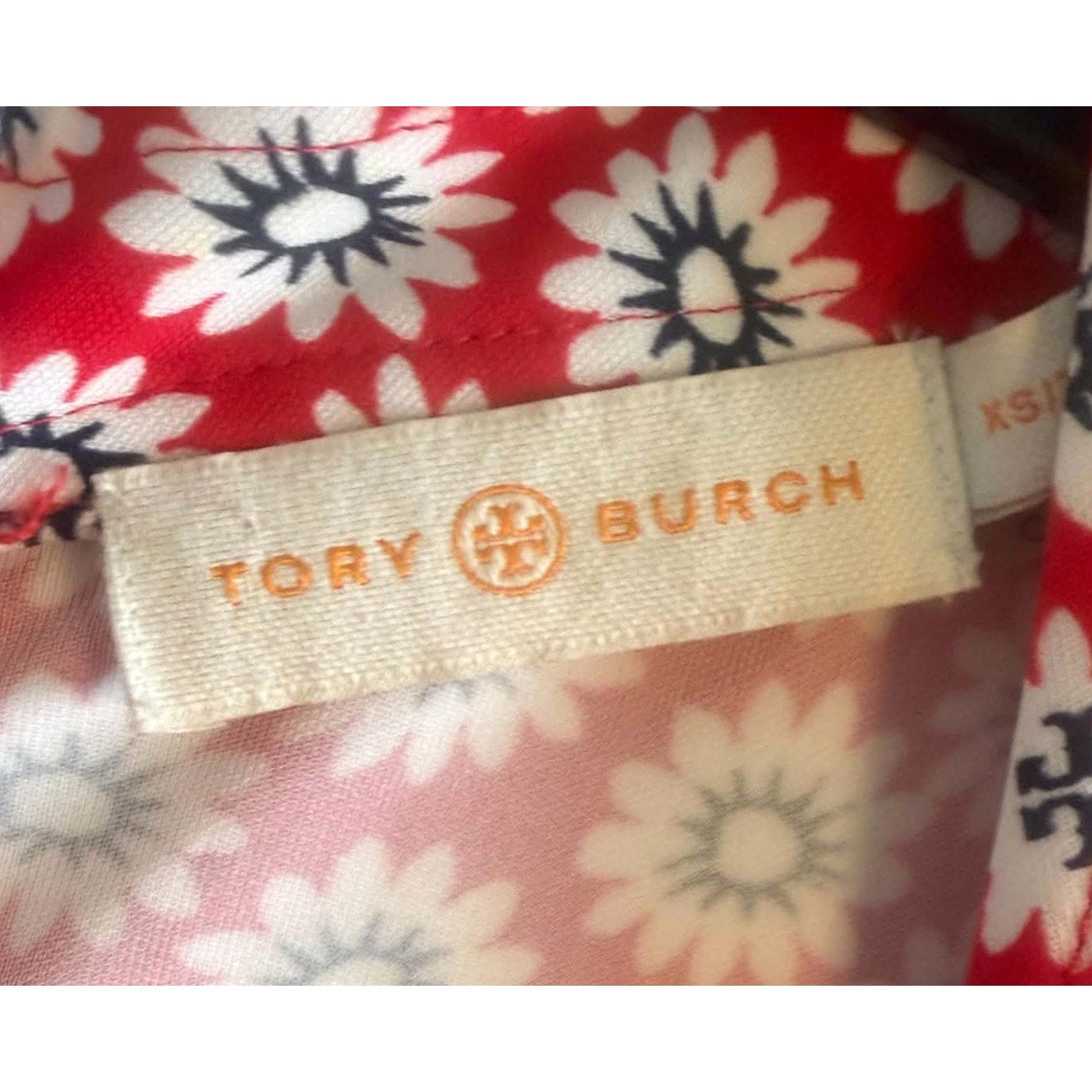 Tory Burch Red Daisy Print Midi Dress XS