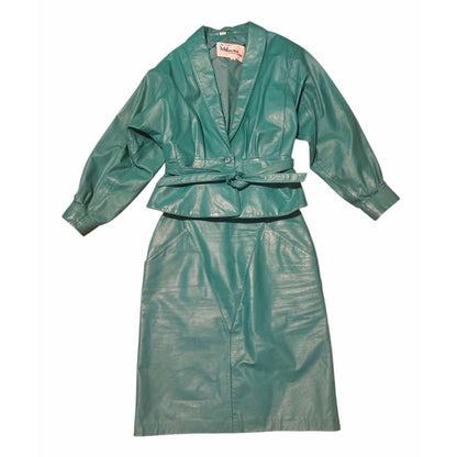 ONLY ONE!!! Vintage Wilsons Suede & Leather Teal 100% Leather Outfit ~  Size 10