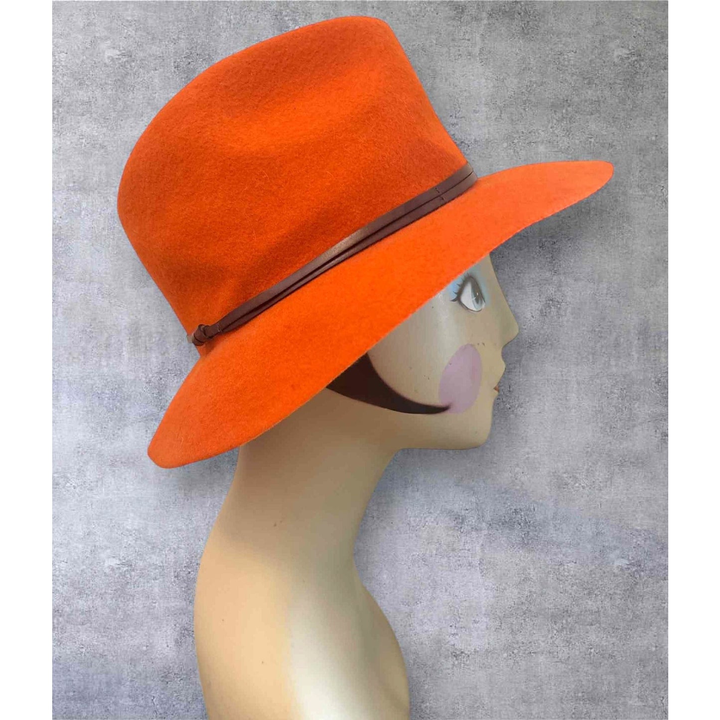 ONLY ONE!!! Travaux en Cours Côte d’Azur Orange Wool Felt Fedora Hat Made in France Size 56