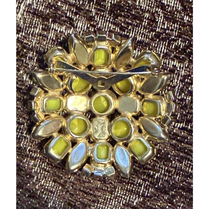 Vintage Warner Yellow Rhinestone Brooch Earrings Set