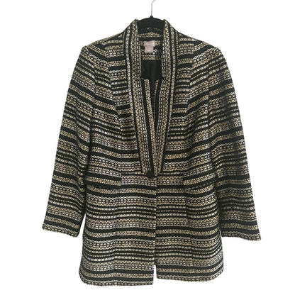 Black Metallic Woven Jacket with Pockets – Size 0 SMALL