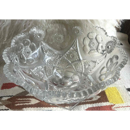 ONY ONE!!! Antique Early American Crystal Pedestal Bowl 1890s–1910s