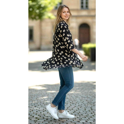 cabi Go To Sheer Floral Button-Up Blouse | Navy & White | Curated Classic