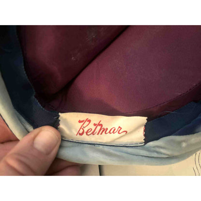 ONLY ONE!!! Vintage 1950s Betmar Blue Velvet Turban Hat Swirl Pleated Retro Midcentury