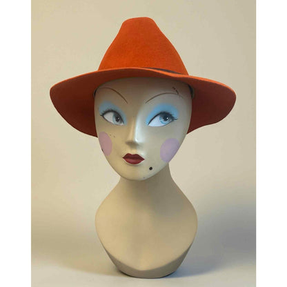 ONLY ONE!!! Travaux en Cours Côte d’Azur Orange Wool Felt Fedora Hat Made in France Size 56