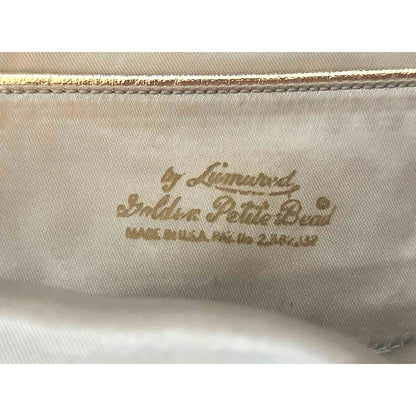 Vintage 1950s Lumured Andree Petite Gold Bead Evening Bag Purse USA Floral Clasp