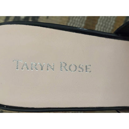 Taryn Rose “Nelly” Black Patent Leather Sandals with Silver Hardware – Size 10