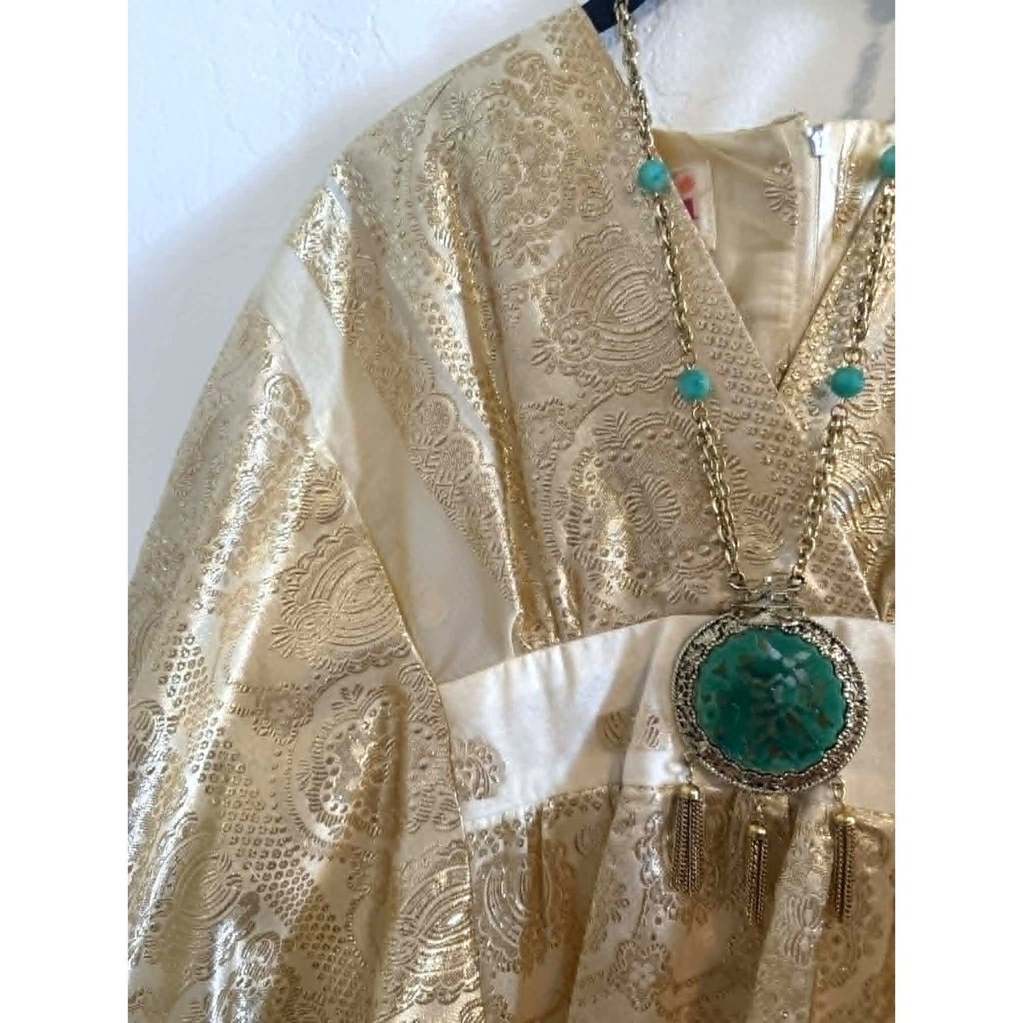 Vintage 1970s Gold Metallic Caftan