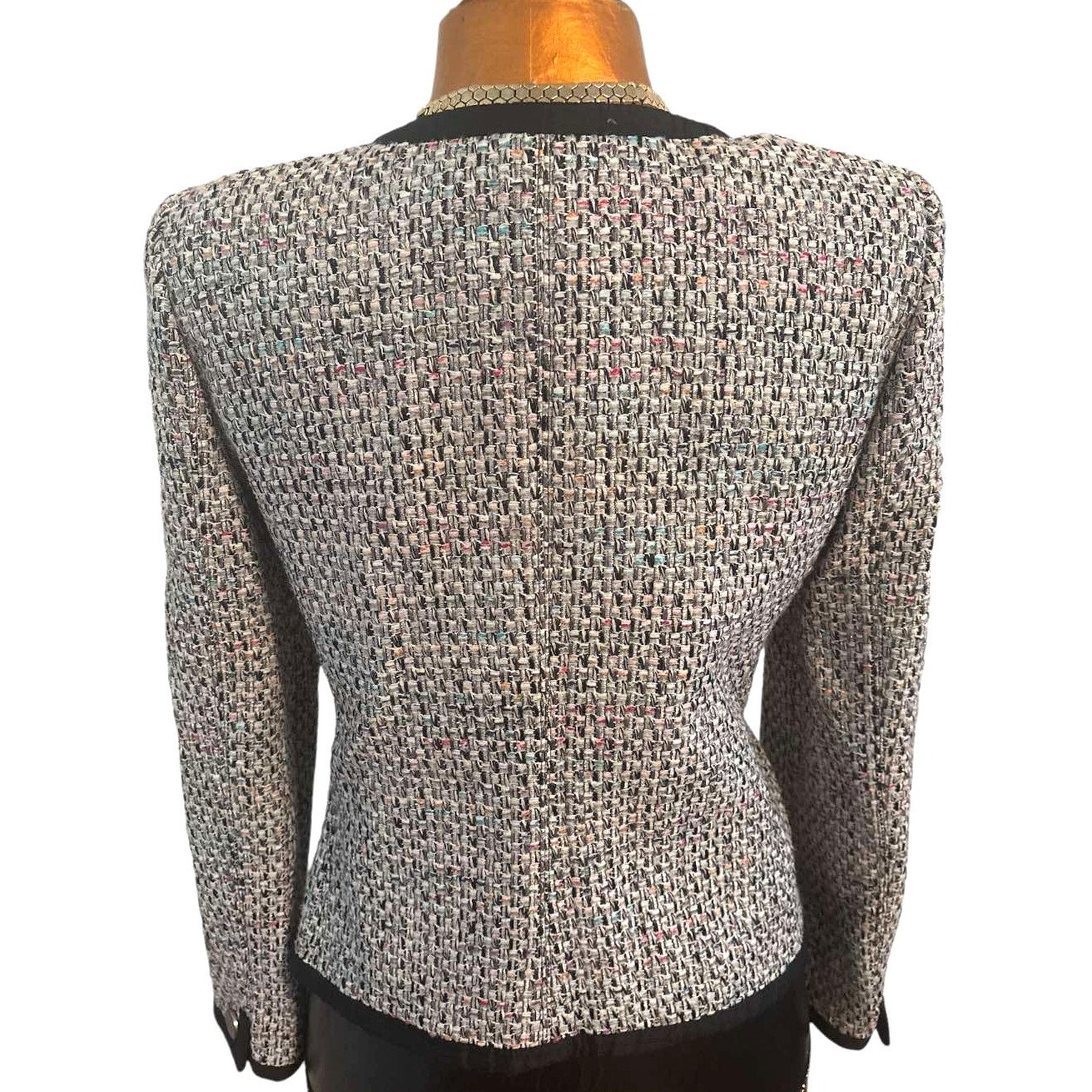 Armani Collezioni Single-Breasted Multicolor Tweed Jacket US 10 IT 46