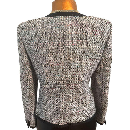 Armani Collezioni Single-Breasted Multicolor Tweed Jacket US 10 IT 46