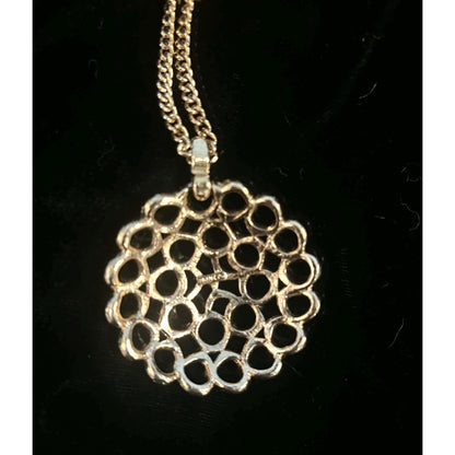 ONLY ONE!!! Vintage Monet Gold Tone Filigree Pendant Necklace Large Round Medallion