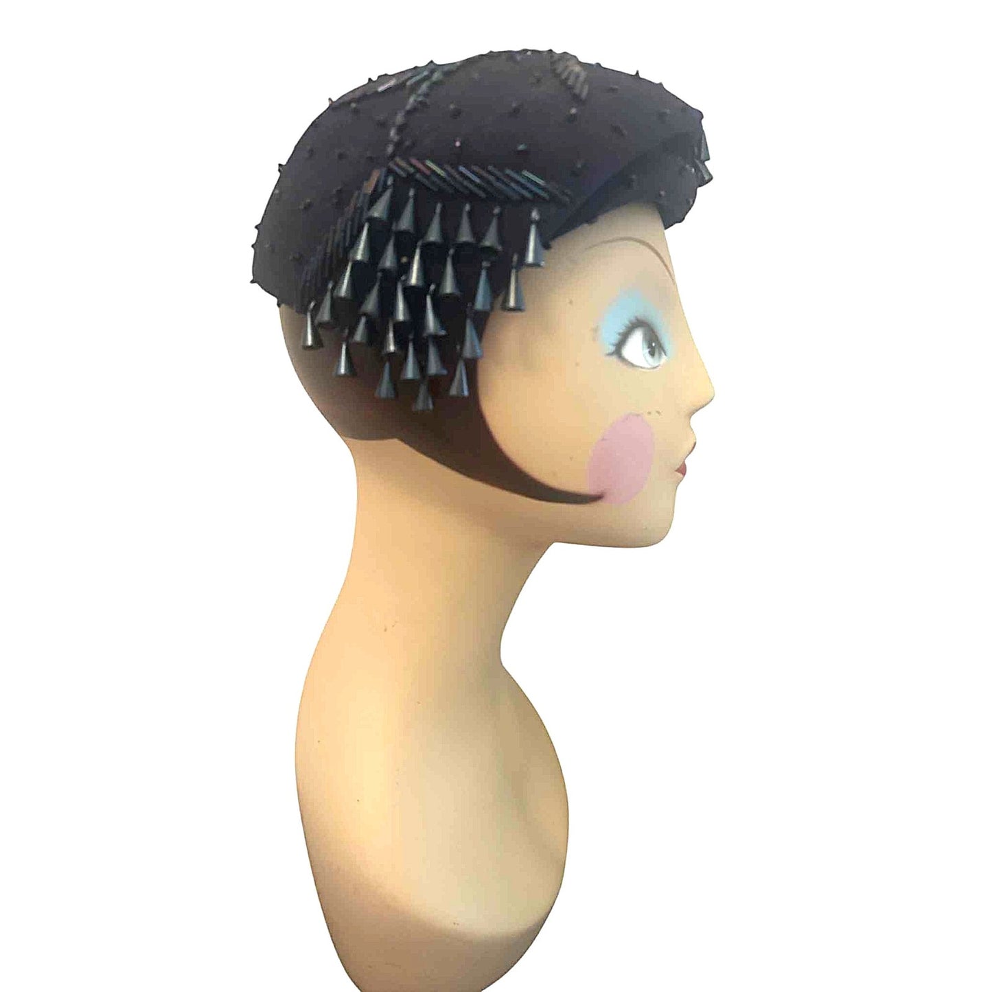 ONLY ONE!!! Vintage 1950s Navy Beaded Cocktail Half Hat – Jami Exclusive