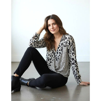 cabi Mixed Animal Print Chiffon Blouse | Curated Classic