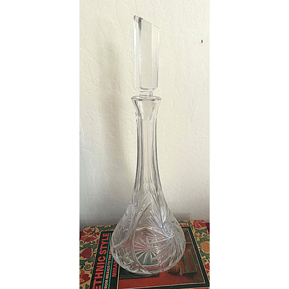 Vintage Kusak Berlin Cut Crystal Decanter With Pinwheel Pattern – 16.5” Tall