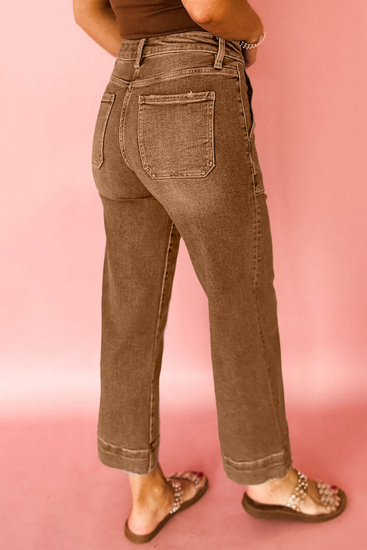 Breen Cropped High-Rise Wide Leg Jeans – Vintage Inspired Stretch Denim
