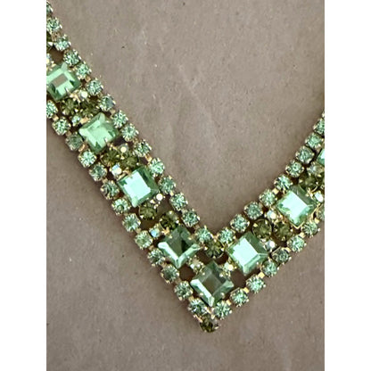 Vintage Green Rhinestone Necklace