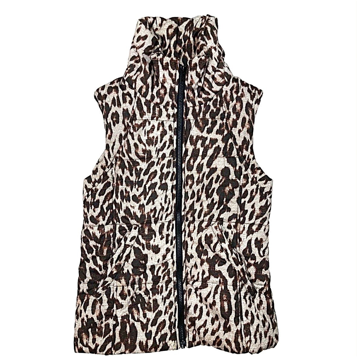 cabi Juliet Leopard Print Puffer Vest | Brown | Curated Classic