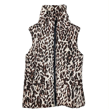 cabi Juliet Leopard Print Puffer Vest | Brown | Curated Classic