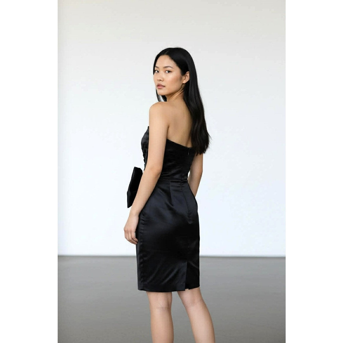 ONLY ONE!!! Vintage Gunne Sax Jessica McClintock Black Strapless Satin Cocktail Dress ~ Size 3